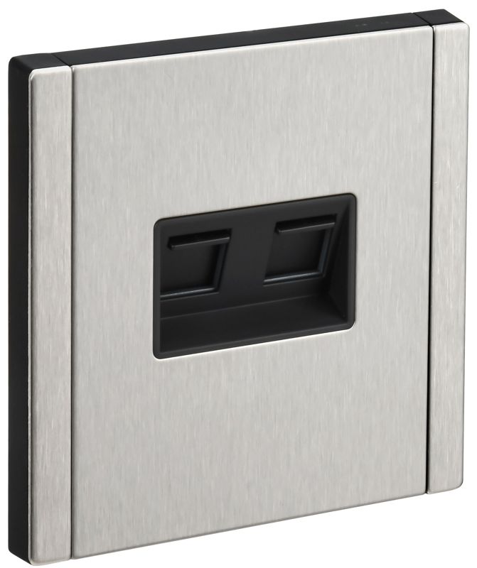 Розетка 2-м СП FORTE&PIANO FP735M RJ11+RJ45 кат.5E IP20 никель IEK FP-KT20-O-1-M-K50