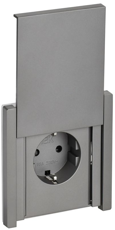 Розетка СП FORTE&PIANO 16А IP44 FP521 с заземл. защ. шторки с крышкой винт. крепл. сталь IEK FP-R16-16-44-K46