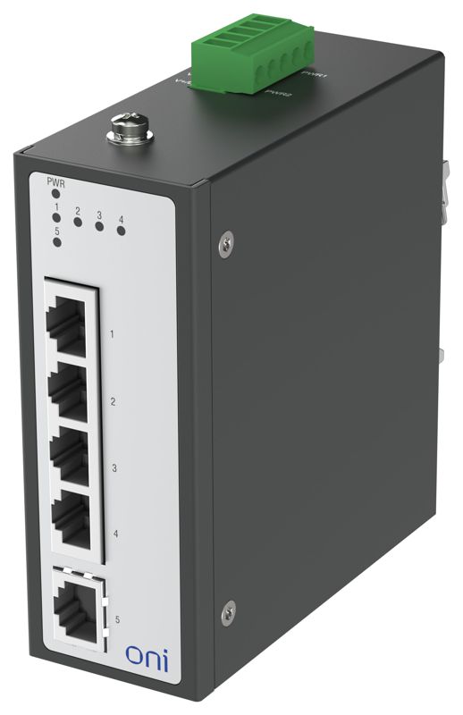 Коммутатор промышленный неуправляемый ISU-450 Ethernet 5 портов 10/100/1000BaseT разъем RJ45 24В AC/12/24/48В DC с резервированием ONI ISU-450-5GE0000000000