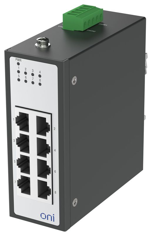 Коммутатор промышленный неуправляемый ISU-450 Ethernet 8 портов 10/100/1000BaseT разъем RJ45 24В AC/12/24/48В DC с резервированием ONI ISU-450-8GE0000000000