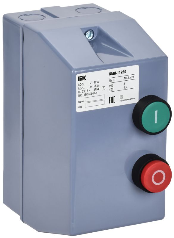 Контактор КМИ-11260 12А с индик. Ue=230В/АС3 IP54 KARAT IEK KKM16-012-I-220-00
