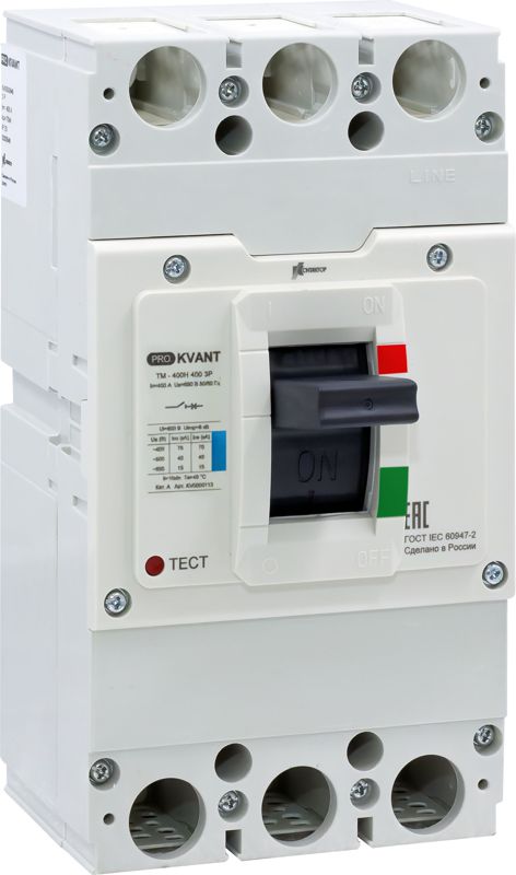 Выключатель автоматический PRO.KVANT TM-400S 3P 315А 50кА в литом корпусе с термомагнит. расцеп. Контактор KV0000106