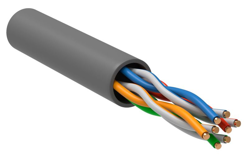 Кабель витая пара U/UTP кат.5E 4х2х24AWG solid сер. (м) ITK LC1-C5E04-121-100