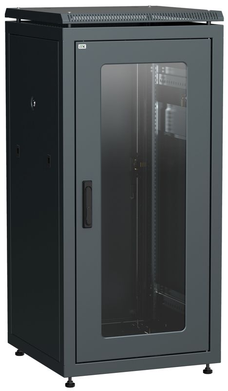 ITK LINEA N Шкаф сетевой 19" 18U 600х600мм стеклянная передняя дверь задняя металлическая черный (LN05-18U66-GM)