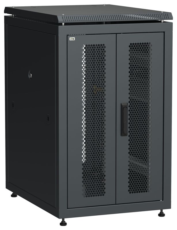 Шкаф сетевой LINEA N 19дюйм 18U 600х800мм передн. перфорир. распашная двустворчат. задн. перфорир. чер. ITK LN05-18U68-2PP