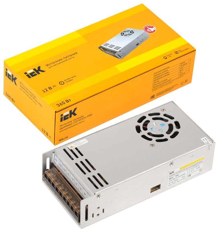 Драйвер LED ИПСН-PRO 5050 360Вт 12В блок-клеммы IP20 IEK LSP1-360-12-20-33-PRO
