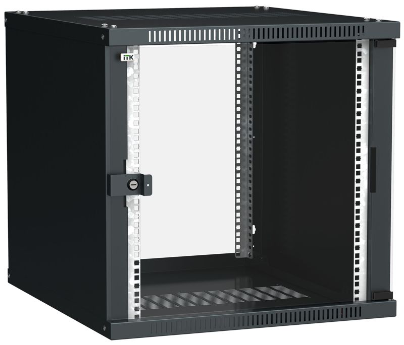 Шкаф LINEA WE 12U 600x600мм дверь стекло черн. ITK LWE5-12U66-GF