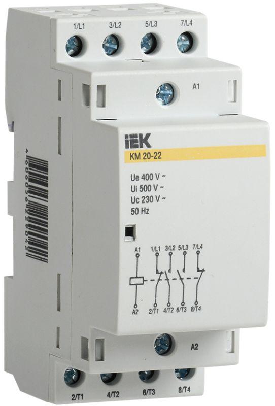 Контактор модульный КМ20-22 20А/4п 2з+2о 220В AC IEK MKK20-20-22
