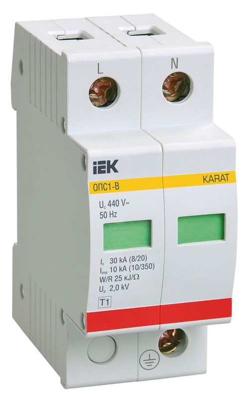 Ограничитель перенапряжения ОПС1-B 2P KARAT IEK MOP20-2-B