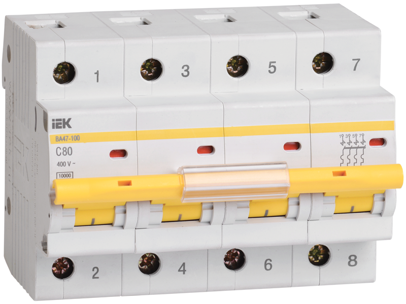 Выключатель автоматический модульный 4п C 35А 10кА ВА47-100 KARAT IEK MVA40-4-035-C