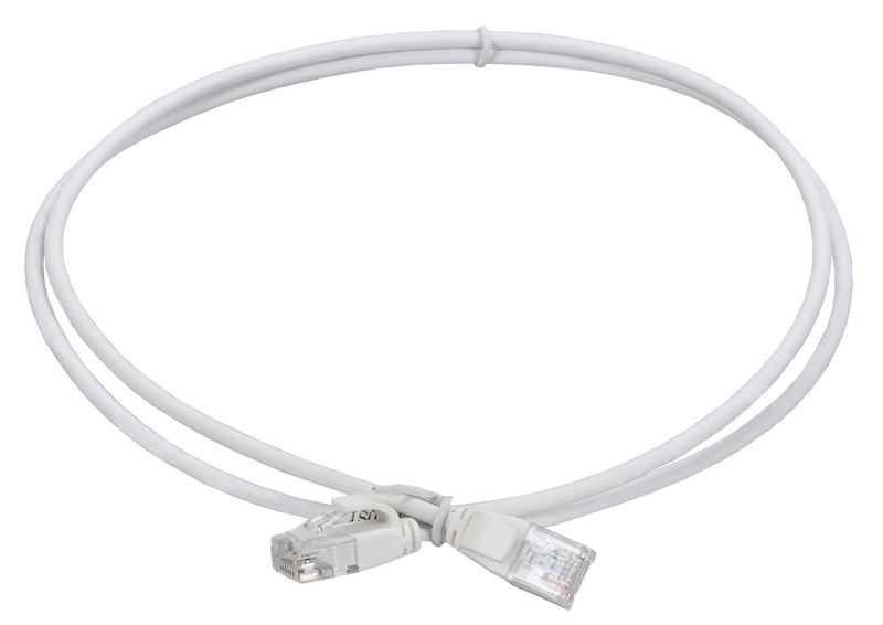 Патч-корд кат.5E UTP LSZH 1.5м slim колпачок с язычком бел. ITK PC08-C5EUL-1M5-SL-WT