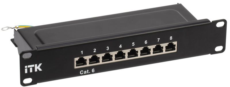 Патч-панель 1U кат.6 STP 8 портов 10