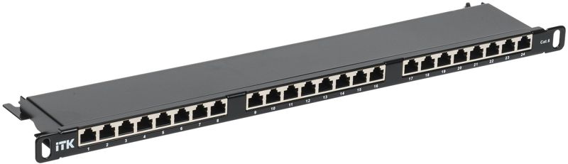 Патч-панель 0.5U кат.5E STP экранир. 24 порта Dual IDC высок. плотности ITK PP24-D05UC5ES-D05H