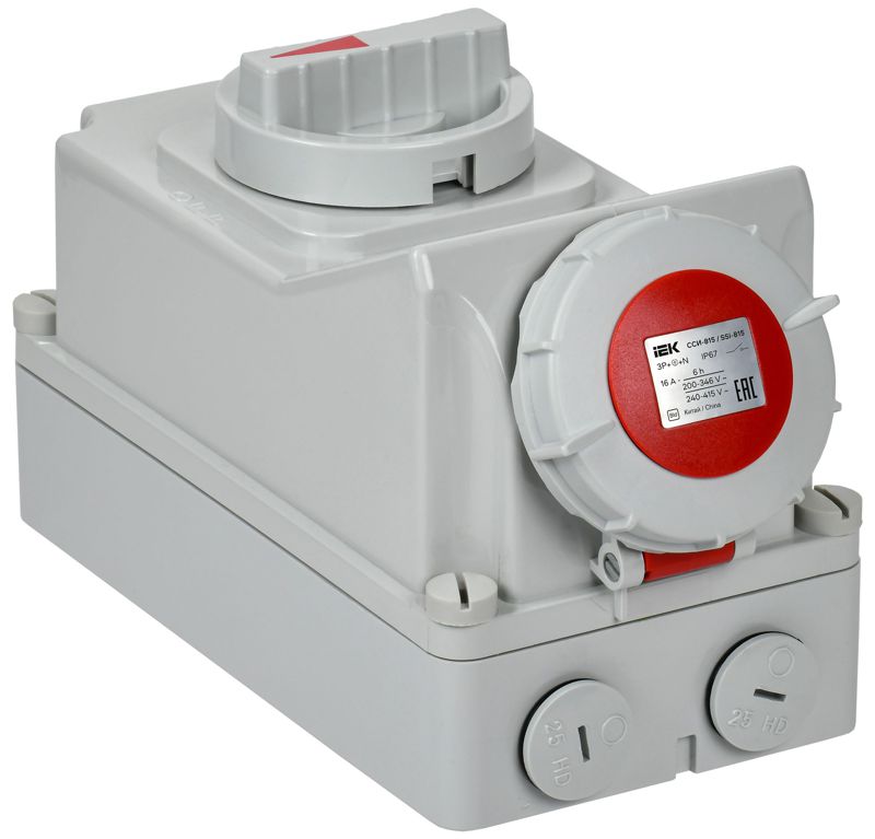 Розетка с мех. блокировкой 16А-6ч 380В 3P+PE+N ССИ-815 IP67 IEK PSR12-016-5-5-67