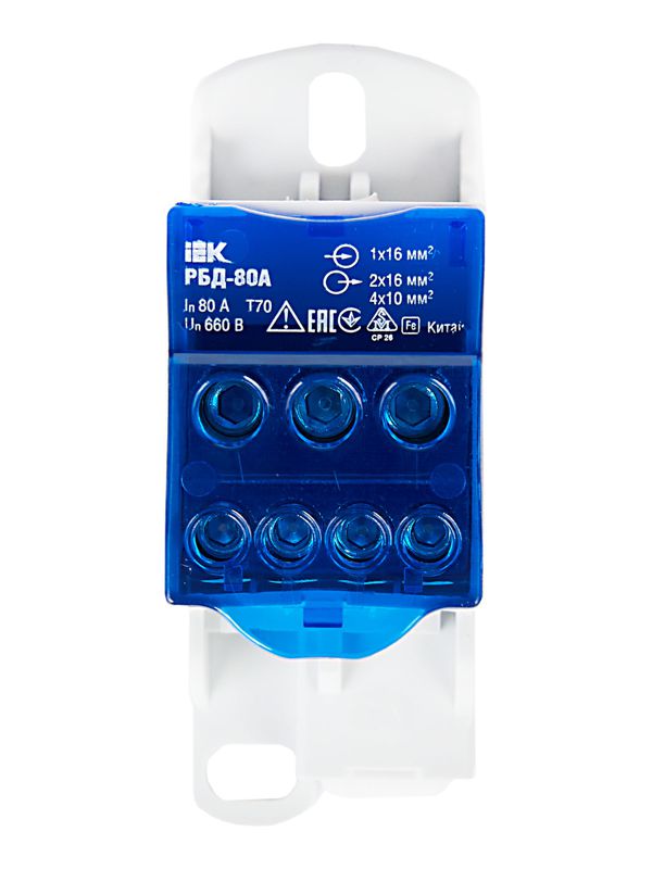 Блок распределительный на DIN-рейку РБД-80А IEK RBD-80