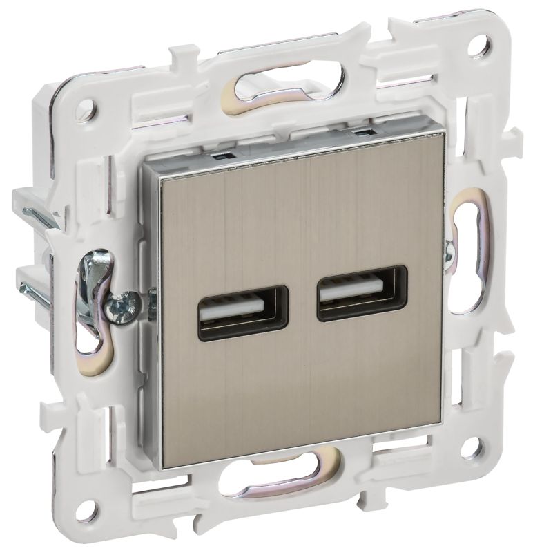 Розетка USB A+A 3.1А SKANDY SK-R15N никель IEK SK-U21-D31-K50