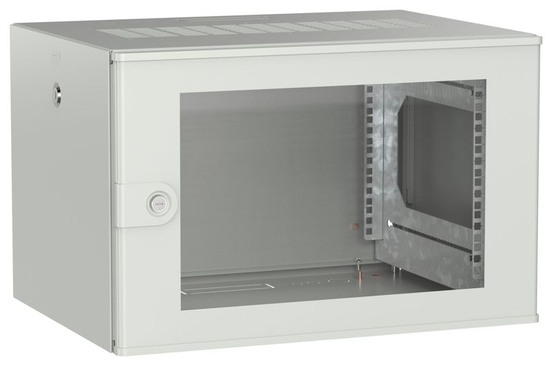 Дверь UNITBOX W 6U 600х450мм стеклян. сер. ITK UBW35-06U64-G