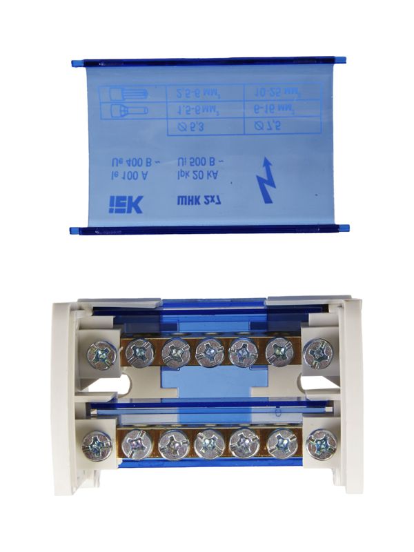 Шина на DIN-рейку в корпусе (кросс-модуль) ШНК 2х7 L+PEN IEK YND10-2-07-100