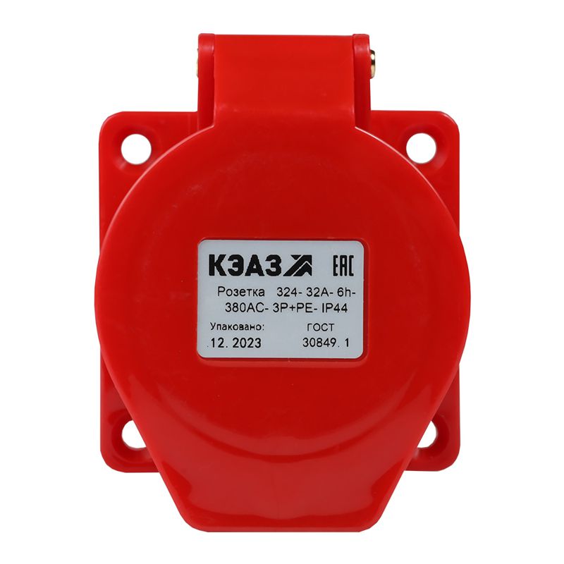 Розетка фланцевая 324 32А 380AC 3P+PE 6ч IP44 КЭАЗ 222760