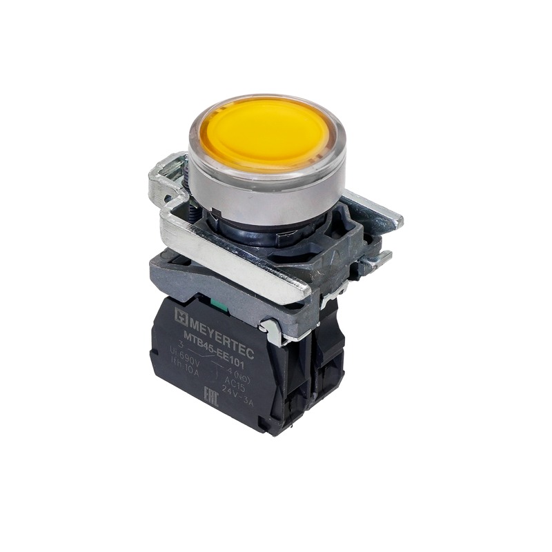 Кнопка с подсветкой 1NO 220В AC/DC IP65 металл MTB4-BW35713 желт. ОВЕН 137162