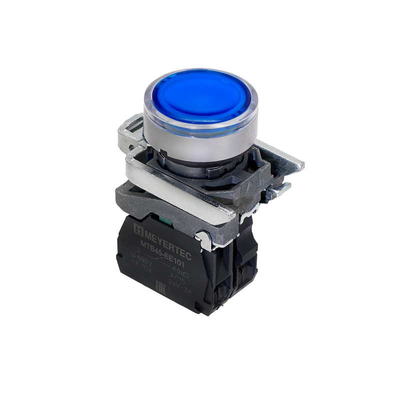 Кнопка с подсветкой 1NO 220В AC/DC IP65 металл MTB4-BW36713 син. ОВЕН 137163