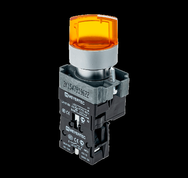 Переключатель с LED подсветкой 24В AC/DC желт. 2 полож. 1NO фикс. мет. MTB2-BK2561 ОВЕН 58211