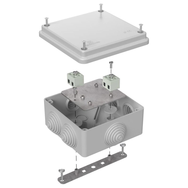 Коробка огнестойкая для о/п 40-0300-FR2.5-4 Е15-Е120 RAL7035 100х100х50 Промрукав 40-0300-7035-FR2.5-4
