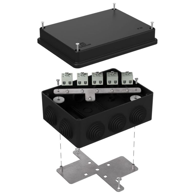 Коробка огнестойкая для о/п 40-0310-FR2.5-10 Е15-Е120 RAL9005 150х110х70 Промрукав 40-0310-9005-FR2.5-10