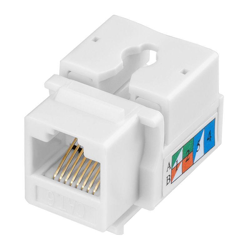 Модуль Keystone Jack RJ-45(8P8C) UTP неэкранир. кат.6 тип 90град. бел. PRO Rexant 02-0254