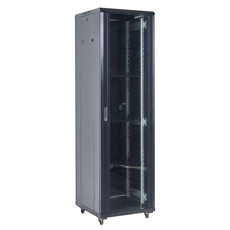 Шкаф телекоммуникационный напольный 19дюйм 22U 600х600х1164 передняя дверь стекло дверь задняя металл разборный черн. RAL9005 Rexant 04-2266-212