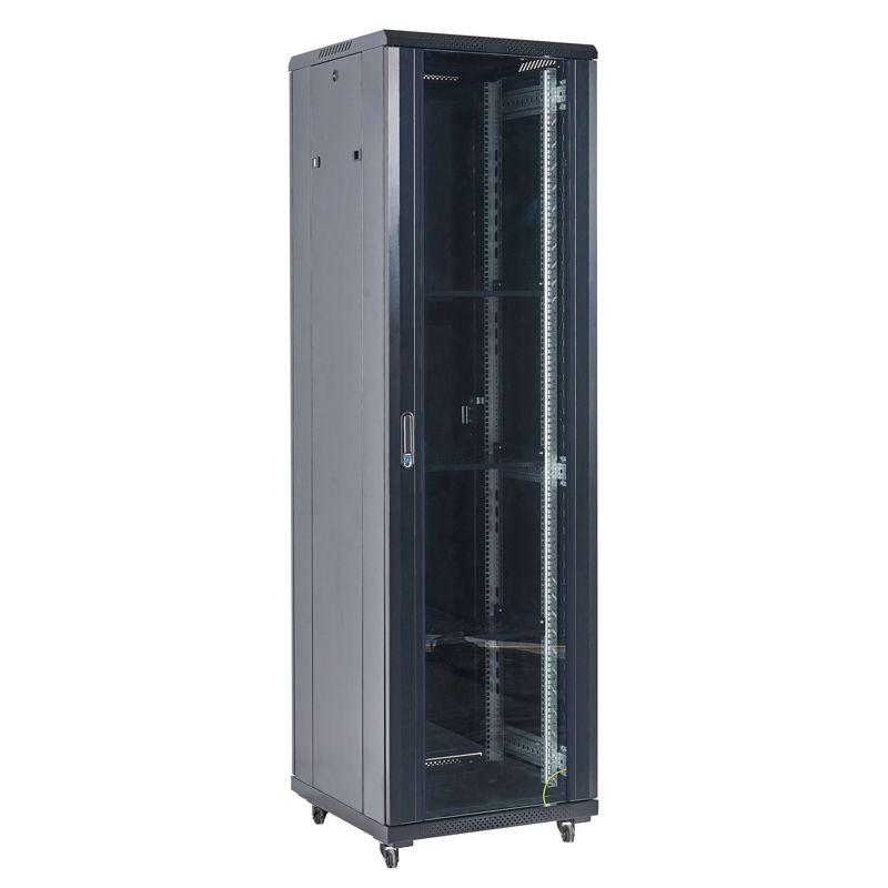 Шкаф телекоммуникационный напольный 19дюйм 37U 600х600х1832 передняя дверь стекло дверь задняя металл разборный черн. RAL9005 Rexant 04-3766-212