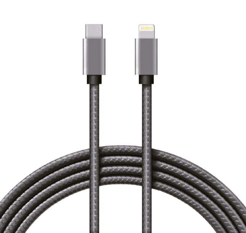 Кабель Type-C-Lightning PD 1м графит нейлон Rexant 18-7054