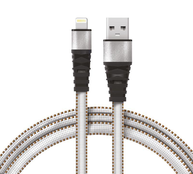 Кабель USB-Lightning 2.4А 1м бел. нейлоновая оплетка Rexant 18-7056