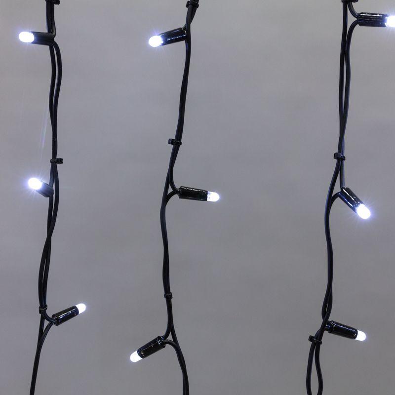 Гирлянда светодиодная Бахрома (Айсикл) 3,2х0,9м 120 LED БЕЛЫЙ черный каучук 3,3мм IP67 постоянное свечение 230В блок в комплекте NEON-NIGHT (255-215)