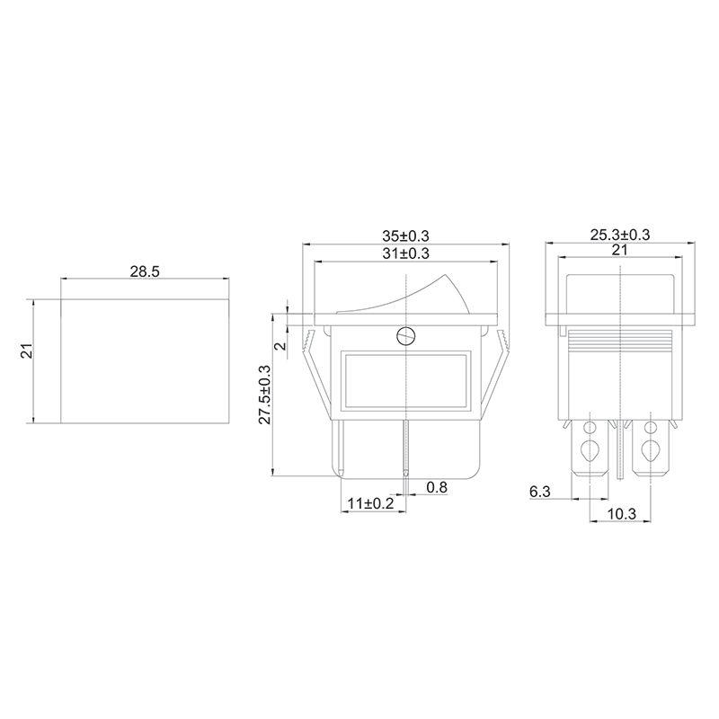 Выключатель клавишный 250В 16А (4с) ON-OFF красн. с подсветкой (RWB-502; SC-767; IRS-201-1) Rexant 3
