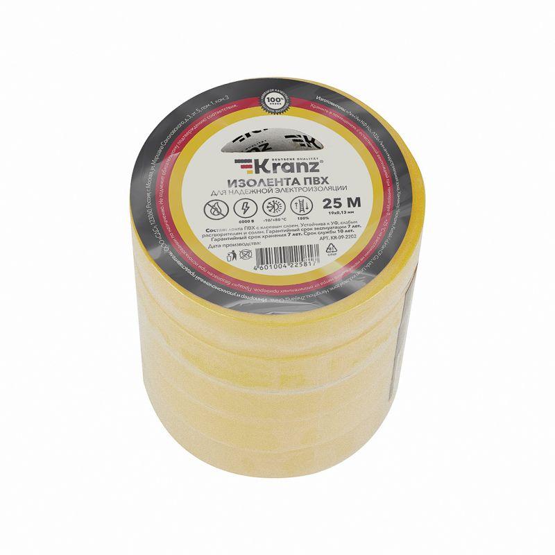 Изолента ПВХ 0.13х19мм 25м желт. Kranz KR-09-2202