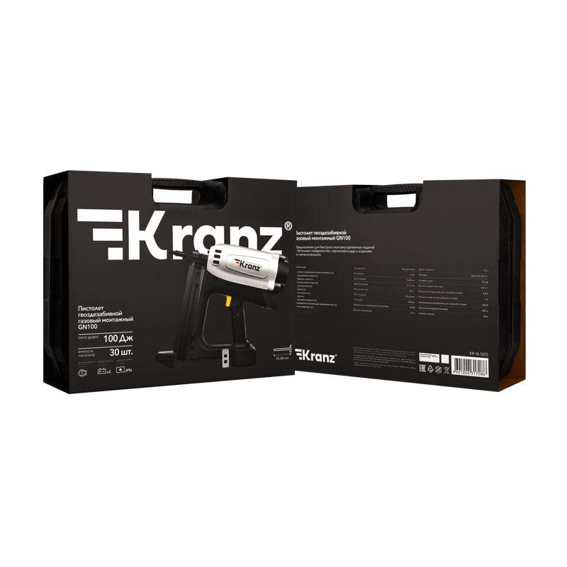 Пистолет гвоздезабивной газовый монтажный GN100 100Дж длина гвоздей 15-40мм d2.7-3мм KRANZ KR-16-165