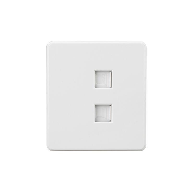 Розетка компьютерная 2-м СП ROUND RJ45 + RJ45 кат.6 IP20 перламутр Kranz KR-78-0725-1