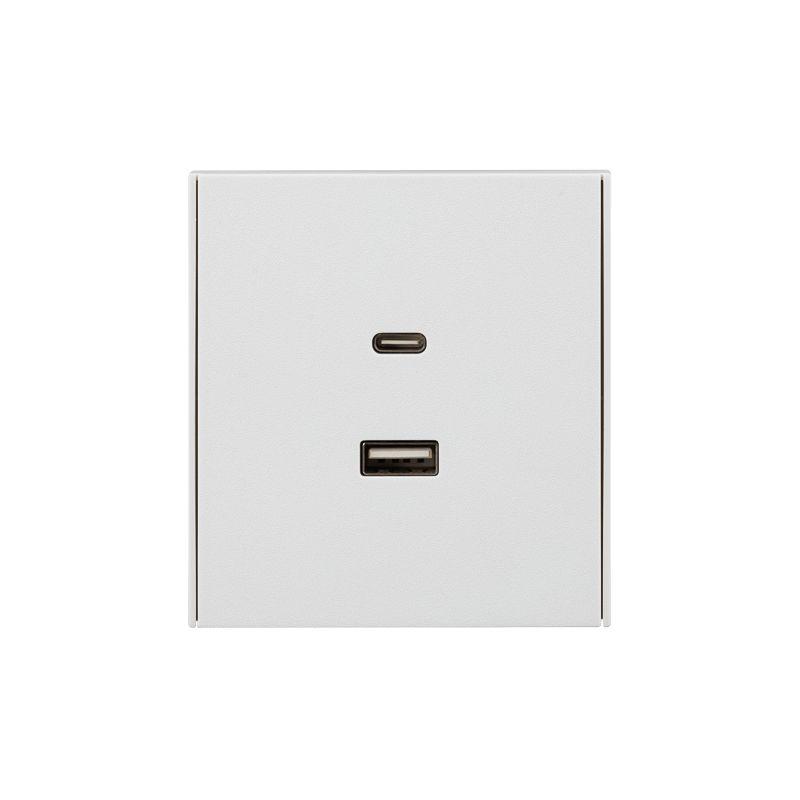 Розетка 2-м СП STRONG 16А IP20 USB-A + Type-C 3А с функцией быстрой зарядки жемчуж. Kranz KR-78-0734-4