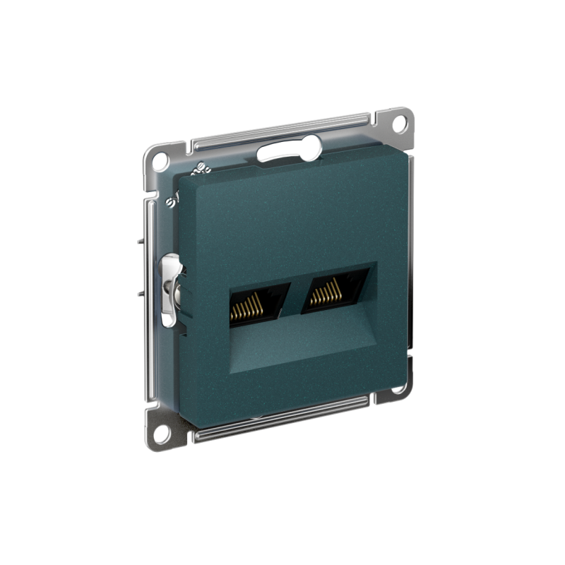 Розетка компьютерная 2-м AtlasDesign RJ45 кат.5E механизм изумруд SE ATN000885