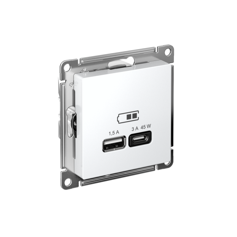 Розетка USB AtlasDesign тип A+C 45Вт высокоскор. ЗУ QC PD механизм лотос SE ATN001329