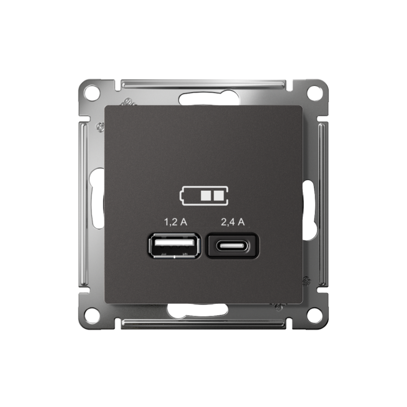 Розетка USB AtlasDesign тип A+C 5В/2.4А 2х5В/1.2А механизм базальт SE ATN001439