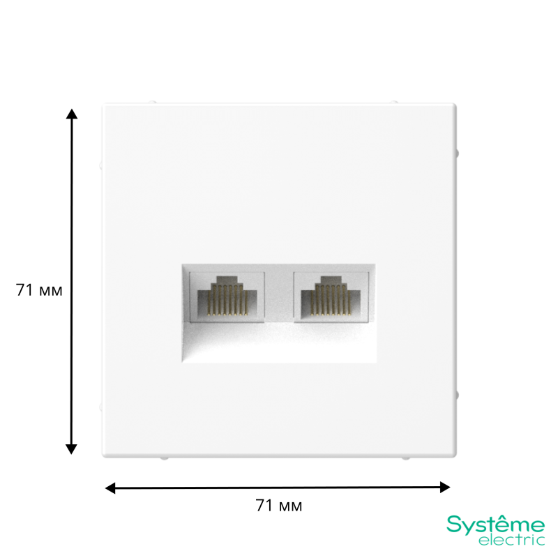 Розетка компьютерная 2-м ArtGallery RJ45 + RJ45 кат.5E механизм бел. SE GAL000185