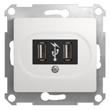 Розетка USB 1-м СП Glossa механизм бел. SchE GSL000132
