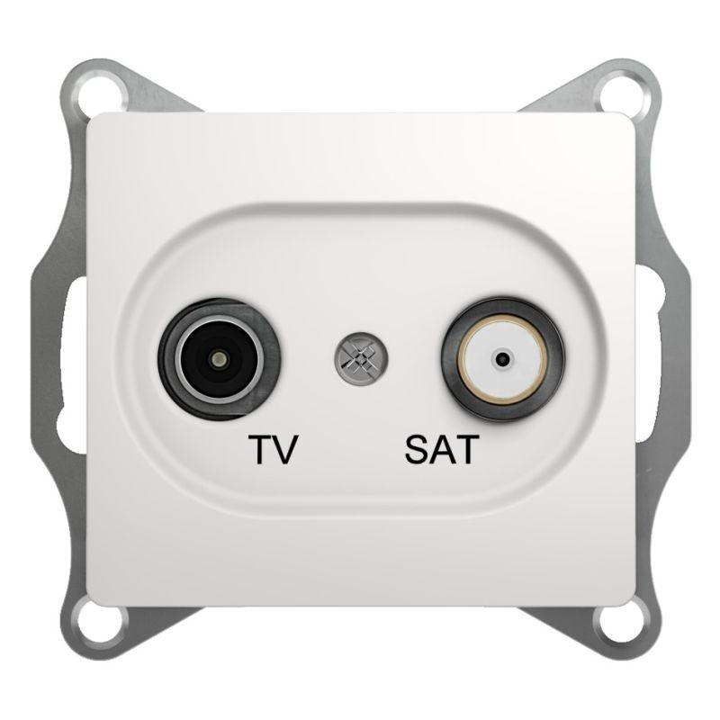Розетка телевизионная проходная TV/SAT 1-м СП Glossa 4дБ механизм бел. SE GSL000198