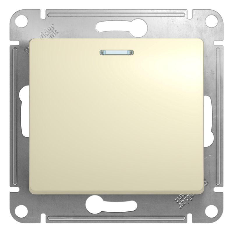 Механизм кнопки нажимной 1-кл. СП Glossa 10А IP20 (сх. 1а) 10AX с подсветкой беж. SchE GSL000217