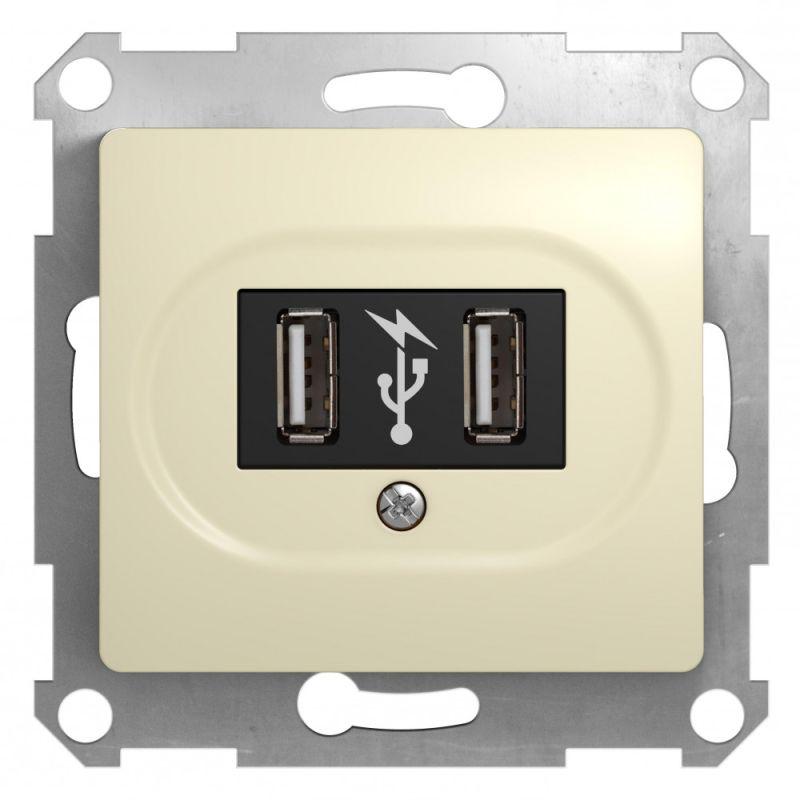 Розетка USB 1-м СП Glossa механизм беж. SchE GSL000232