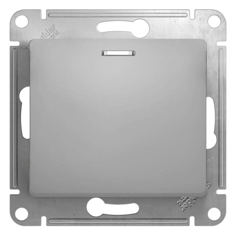 Механизм кнопки нажимной 1-кл. СП Glossa 10А IP20 (сх. 1а) 10AX с подсветкой алюм. SchE GSL000317