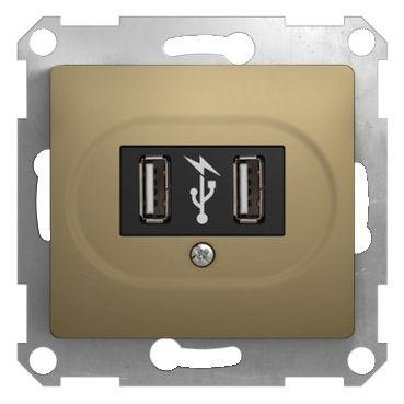 Розетка USB 1-м СП Glossa механизм титан SchE GSL000432