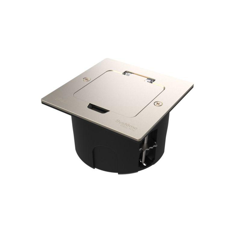 Лючок MultiDesk MDK20 на 2мод. IP44 с монтажной коробкой для стены фальшпола стола никель SE MDK20102NA